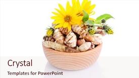  Presentation with fruits - Amazing slide deck having jerusalem artichoke white - bowl full of topinambur backdrop and a lemonade colored foreground