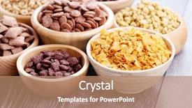  Presentation with breakfast - PPT theme consisting of bowl full of various cereals background and a coral colored foreground