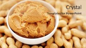  Presentation with peanut butter - Colorful presentation theme enhanced with hand holding eco light bulb isolated on white background backdrop and a lemonade colored foreground