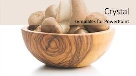  Presentation with oyster mushrooms fresh mushrooms - Colorful slide set enhanced with bowl isolated on white background backdrop and a  colored foreground