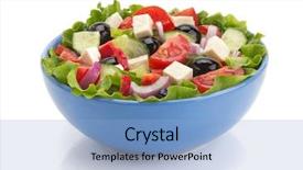  Presentation with fresh fruits salad on white - Amazing PPT theme having bowl isolated on white background backdrop and a light blue colored foreground