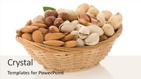  Presentation with nuts - PPT layouts featuring set of nuts in bowl background and a coral colored foreground