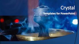  Presentation with hookah smoke - Presentation theme having bowl of a hookah background and a ocean colored foreground