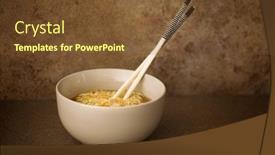  Presentation with asian chopsticks - Amazing presentation theme having bowl of asian noodles on bench with chopsticks backdrop and a tawny brown colored foreground
