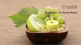  Presentation with soap - Slide deck with bowl of bath salt soap and fresh grapes - aromatic bath background and a soft green colored foreground