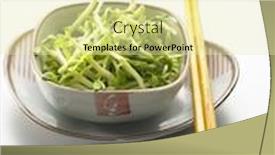  Presentation with bean sprouts - Cool new PPT layouts with bowl of bean sprouts with plate and chopstick backdrop and a soft green colored foreground