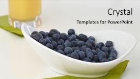  Presentation with blueberry juice - Colorful PPT theme enhanced with bowl of blueberry and glass of orange juice on white table backdrop and a light gray colored foreground