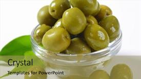  Presentation with shades of olive green - Presentation theme with bowl of brine cured green background and a  colored foreground