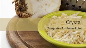  Presentation with root - Slide deck having bowl-of-celery-root-grated background and a yellow colored foreground