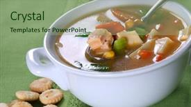  Presentation with noodle - Presentation with bowl of chicken noodle soup background and a seafoam green colored foreground