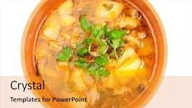  Presentation with soup - Cool new presentation with bowl of chicken soup isolated on white backdrop and a gold colored foreground