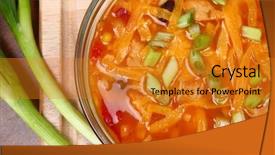  Presentation with cheddar - Colorful slides enhanced with bowl of chicken tortilla soup garnished with shredded cheddar and green onions backdrop and a gold colored foreground