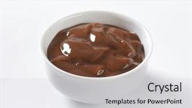  Presentation with chocolate and milk - PPT theme enhanced with bowl of chocolate pudding background and a light gray colored foreground
