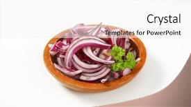  Presentation with red onion - Beautiful slide set featuring bowl of chopped red onion on white background backdrop and a white colored foreground