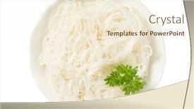  Presentation with noodles - Beautiful presentation theme featuring bowl-of-cooked-thin-rice backdrop and a cream colored foreground