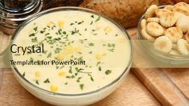  Presentation with restaurant kitchen - Presentation enhanced with bowl-of-corn-chowder background and a blonde colored foreground