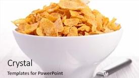  Presentation with corn flakes - PPT layouts consisting of bowl of corn flakes background and a light gray colored foreground