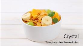  Presentation with corn flakes - Presentation theme with bowl of corn flakes background and a light gray colored foreground