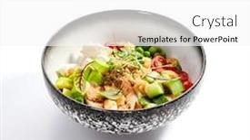  Presentation with haute cuisine - Slides having bowl-of-couscous-with-shrimp background and a white colored foreground