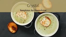  Presentation with soup - Slides with bowl-of-cream-of-broccoli background and a yellow colored foreground