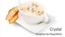  Presentation with mushroom - Colorful slide set enhanced with bowl of cream of mushroom soup backdrop and a white colored foreground