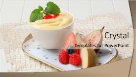  Presentation with pudding - Amazing PPT layouts having bowl of creamy pudding and fresh fruit backdrop and a lemonade colored foreground