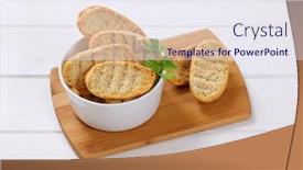  Presentation with cutting heavy metals - Slide deck having bowl of crispy rusks background and a sky blue colored foreground