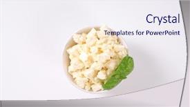  Presentation with feta cheese - Cool new slide deck with bowl of crumbled feta cheese backdrop and a sky blue colored foreground