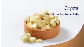  Presentation with celery - Colorful theme enhanced with bowl of cubed celery on white background backdrop and a sky blue colored foreground