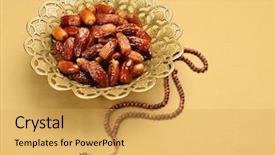 Presentation with prayer - Presentation design enhanced with bowl of dates and prayer background and a yellow colored foreground