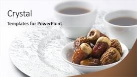  Presentation with bowl - PPT layouts consisting of black coffee in silver plate background and a sky blue colored foreground