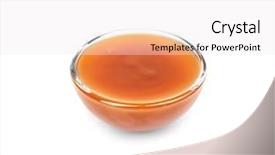  Presentation with soya sauce - Colorful PPT theme enhanced with bowl of delicious caramel sauce backdrop and a white colored foreground