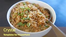  Presentation with rice - Audience pleasing theme consisting of delicious oriental fried rice backdrop and a tawny brown colored foreground