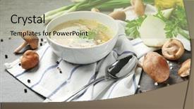  Presentation with mushroom - Audience pleasing theme consisting of bowl of delicious shiitake mushroom backdrop and a mint green colored foreground