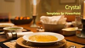  Presentation with soup - Amazing PPT layouts having bowl of delicious vegetable soup backdrop and a tawny brown colored foreground