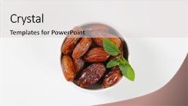  Presentation with dried banana chips - Audience pleasing presentation theme consisting of bowl of dried dates backdrop and a light gray colored foreground