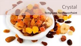  Presentation with bowl - Presentation theme featuring dry fruits - bowl of dried fruit isolated background and a lemonade colored foreground
