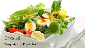  Presentation with capsicum - Presentation having bowl-of-egg-and-tomato background and a mint green colored foreground