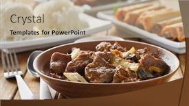  Presentation with filipino - Audience pleasing presentation theme consisting of bowl-of-filipino-pork-adobo backdrop and a mint green colored foreground