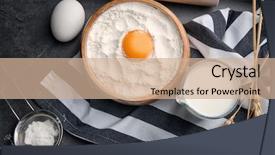  Presentation with company composition - Amazing PPT layouts having bowl of flour and egg backdrop and a coral colored foreground