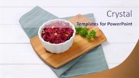  Presentation with cutting board - Audience pleasing PPT layouts consisting of bowl-of-fresh-beetroot-spread backdrop and a sky blue colored foreground