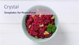  Presentation with beetroot - PPT layouts having bowl-of-fresh-beetroot-spread background and a sky blue colored foreground