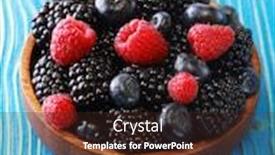  Presentation with blueberries - Amazing PPT theme having bowl-of-fresh-fruit-blackberries backdrop and a wine colored foreground