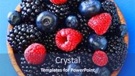  Presentation with vegan food - Presentation theme with bowl-of-fresh-fruit-blackberries background and a ocean colored foreground