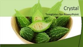  Presentation with bitter - Beautiful PPT layouts featuring bowl of fresh green bitter backdrop and a yellow colored foreground