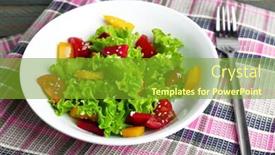  Presentation with table napkin - Slide set featuring bowl of fresh green salad on table with napkin closeup background and a tawny brown colored foreground