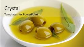  Presentation with olive oil - Presentation with bowl-of-fresh-olive-oil background and a yellow colored foreground