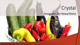 Presentation with grown - Amazing presentation theme having bowl of fresh picked home grown red and yellow peppers purple egg plant and green cucumber isolated on white with room for your text the perfect bowl of home grown veggies for all your needs backdrop and a light gray colored foreground