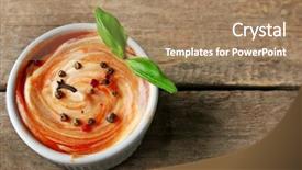  Presentation with gluten free bread on wooden - Amazing presentation theme having bowl of fresh pizza sauce backdrop and a coral colored foreground