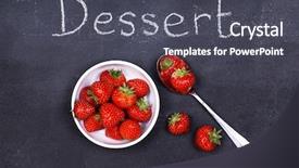 Presentation with fresh lettuce strawberries blueberries mushroom - PPT theme having bowl of fresh ripe strawberries background and a dark gray colored foreground